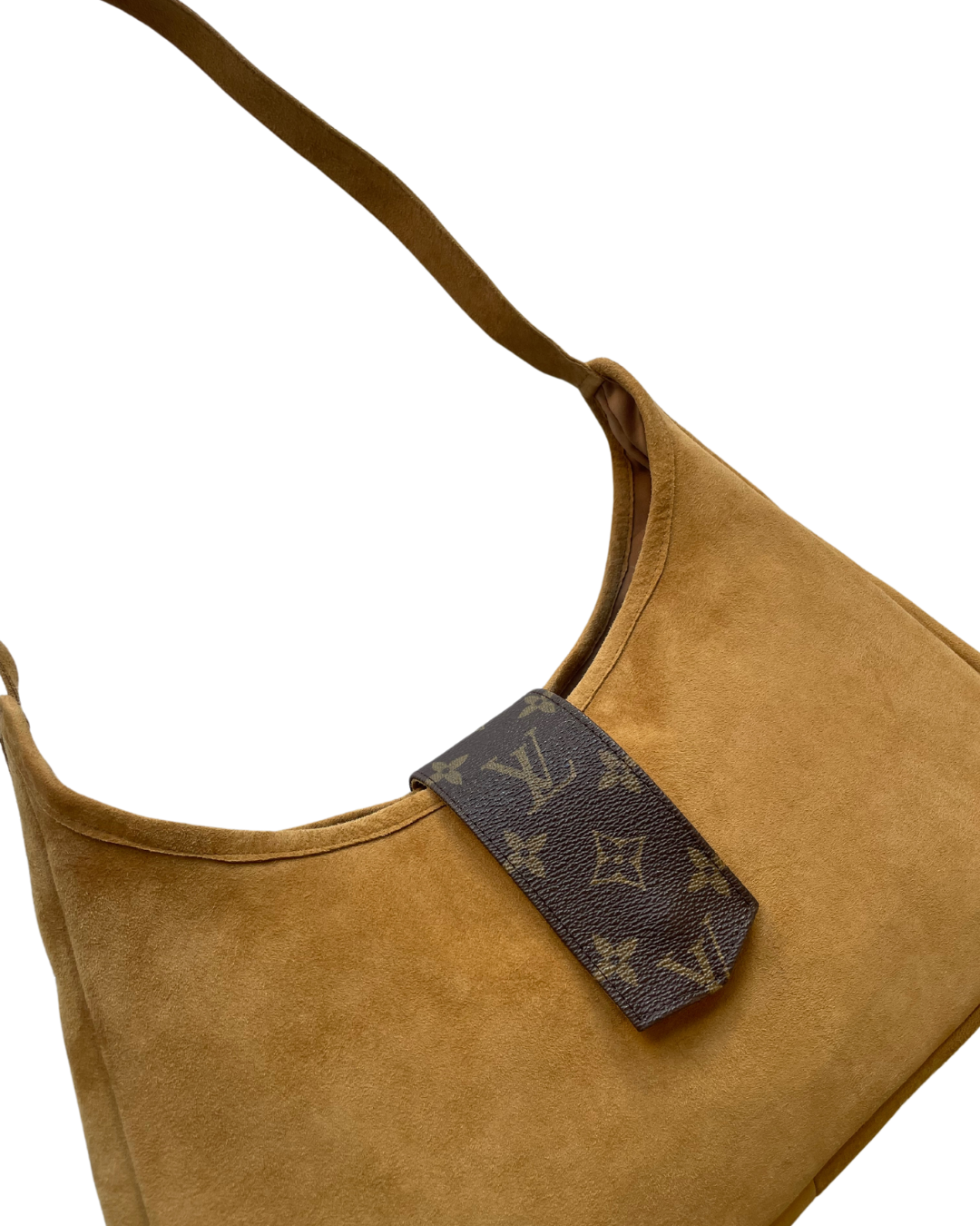 Upcycled Suede Hobo Bag - Camel