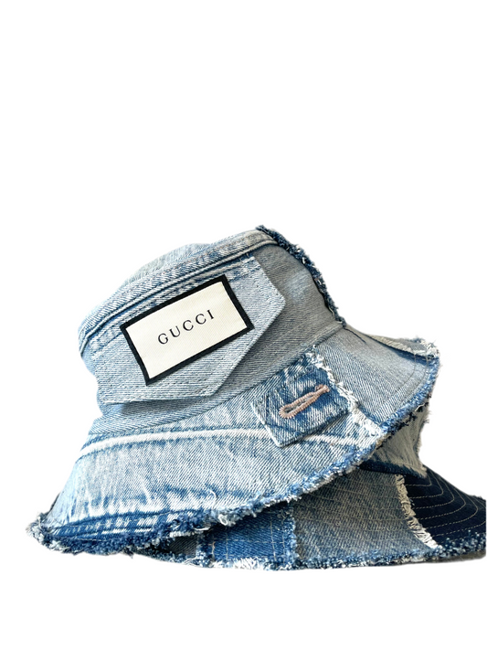 Upcycled Denim & Dust Bag Bucket Hat