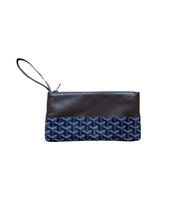 Upcycled Wristlet - Brown & Navy