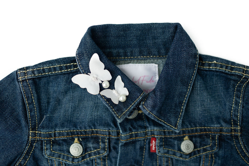 Butterfly Kisses Upcycled Denim Jacket- Kids