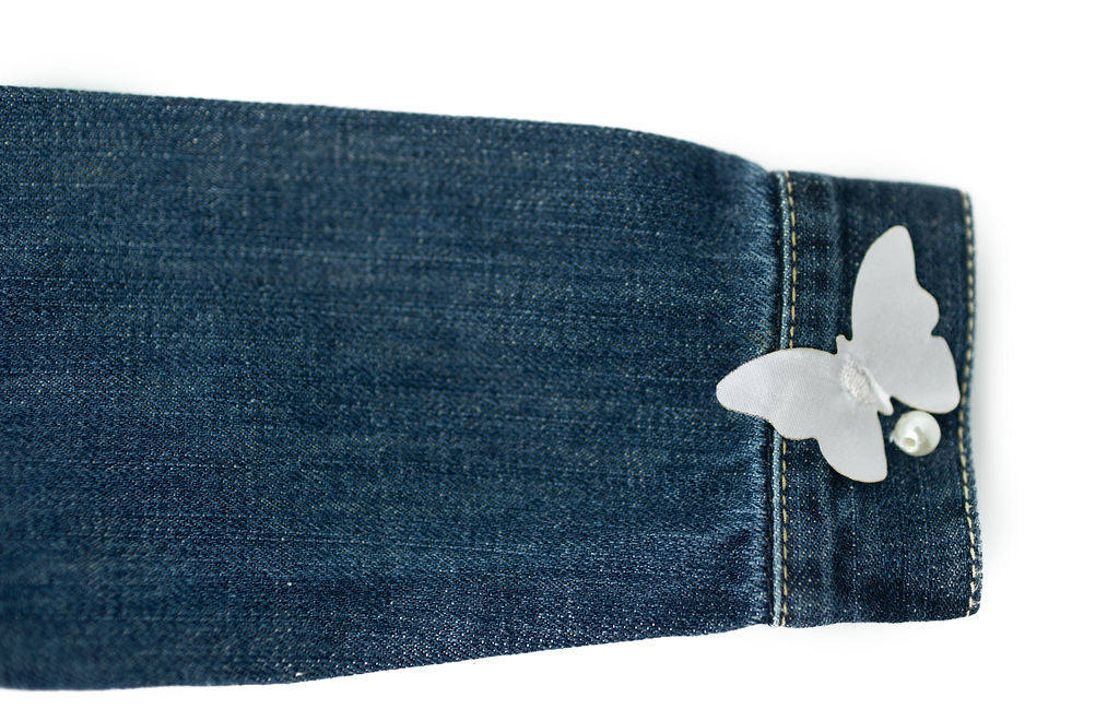 Butterfly Kisses Upcycled Denim Jacket- Kids