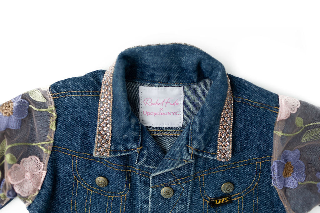 Flowers of Happiness Upcycled Denim Jacket - Kids