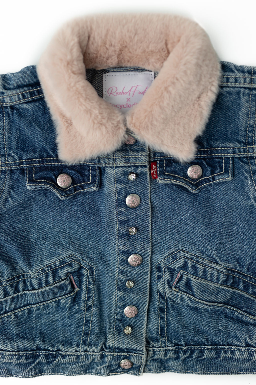 Cotton Candy Dreams Upcycled Denim Jacket - Kids