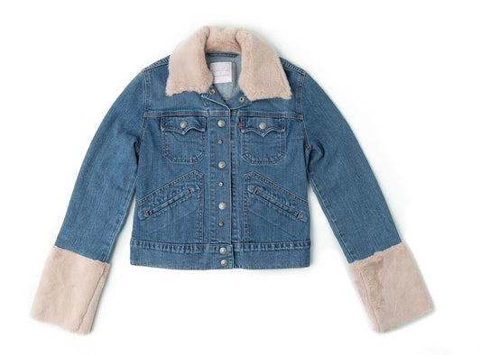 Cotton Candy Dreams Upcycled Denim Jacket - Adult