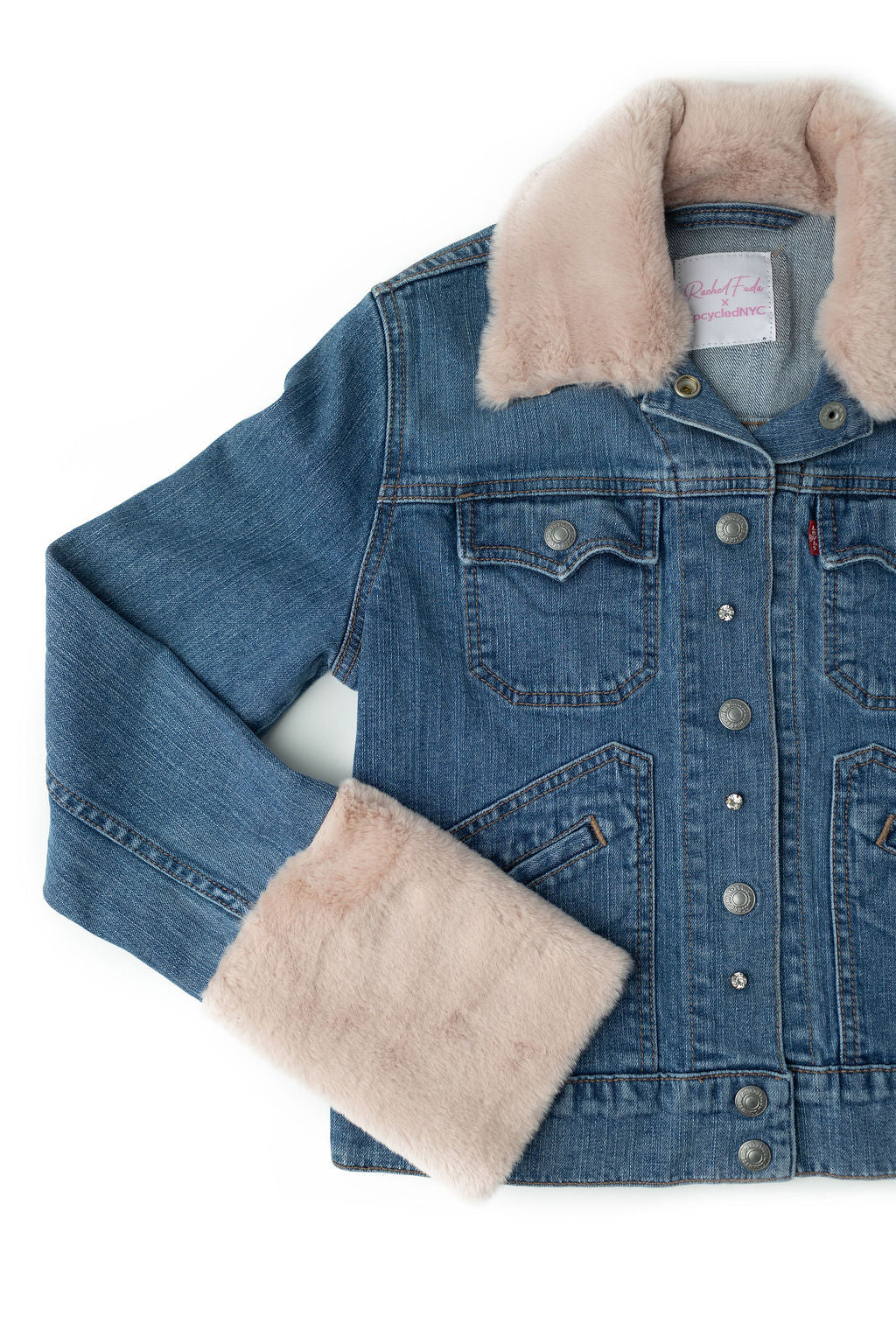 Cotton Candy Dreams Upcycled Denim Jacket - Adult