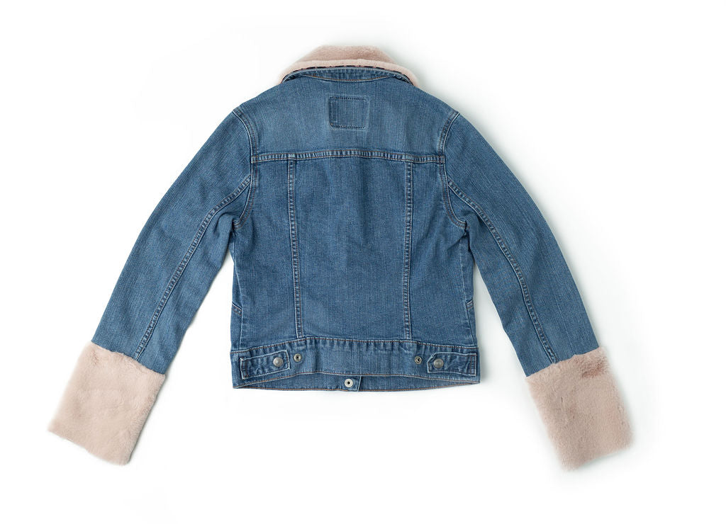 Cotton Candy Dreams Upcycled Denim Jacket - Adult