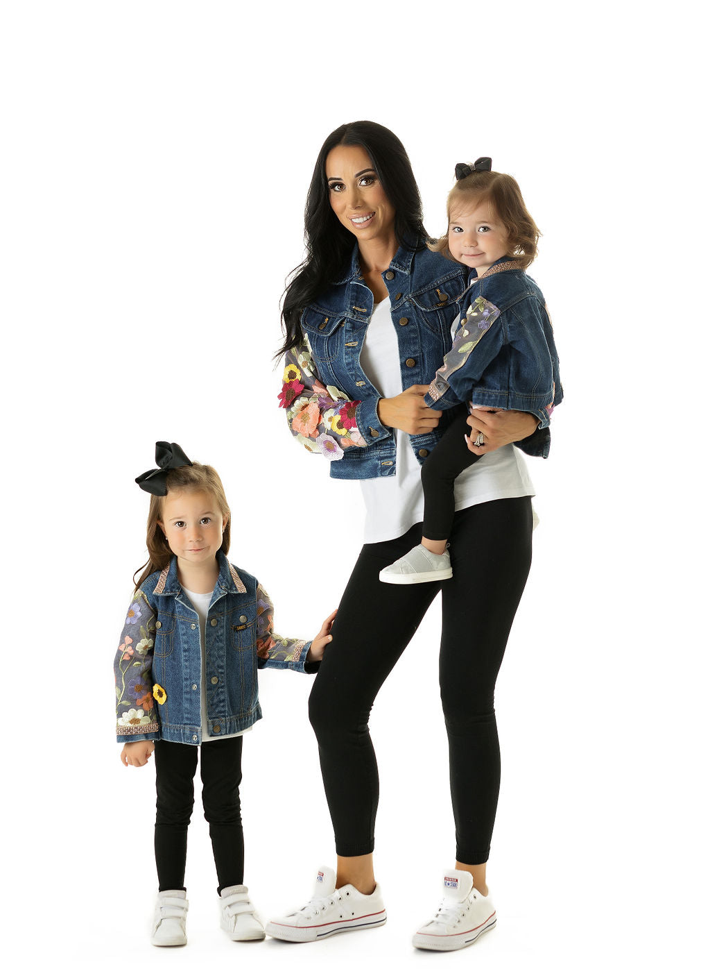 Flowers of Happiness Upcycled Denim Jacket - Kids