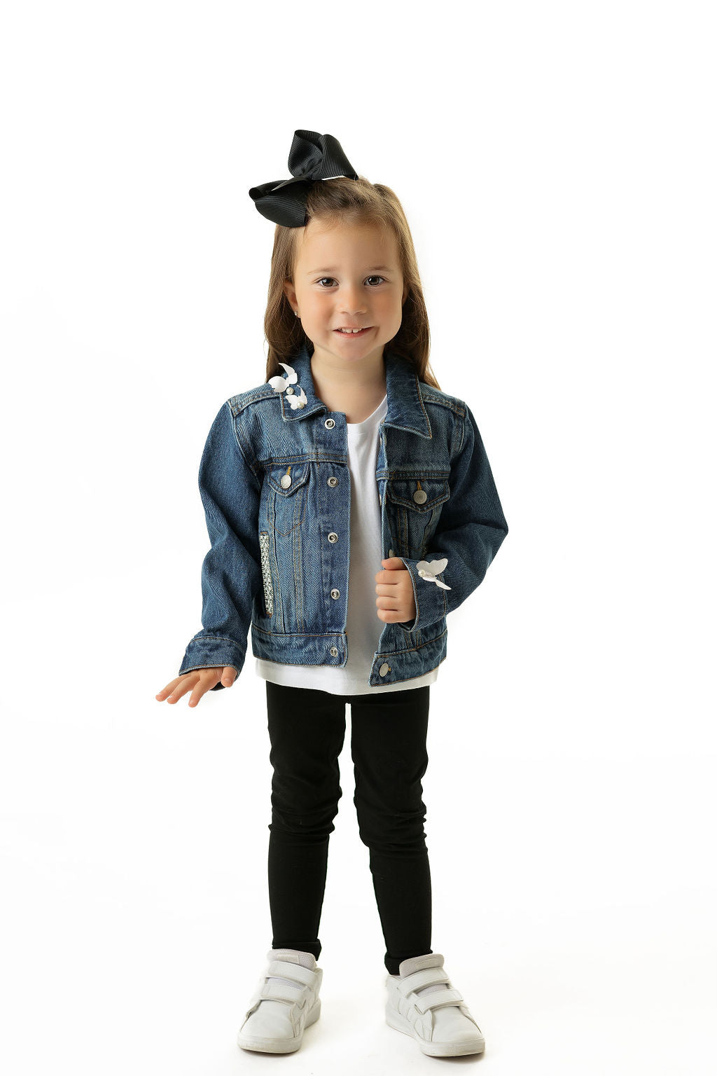 Butterfly Kisses Upcycled Denim Jacket- Kids