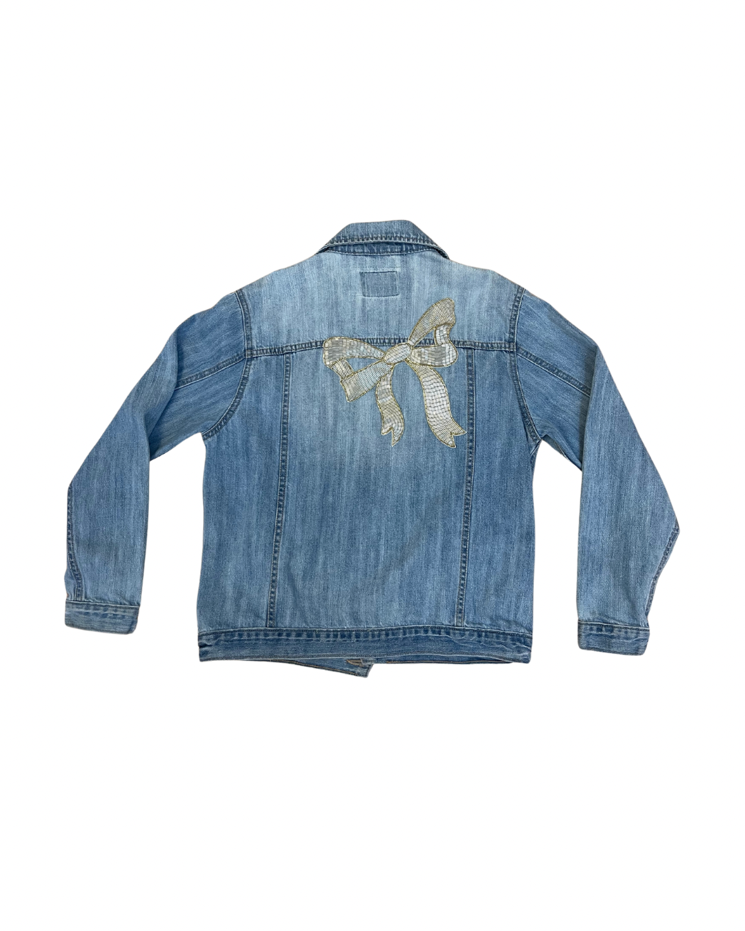 Upcycled Denim Jacket Bows Patch