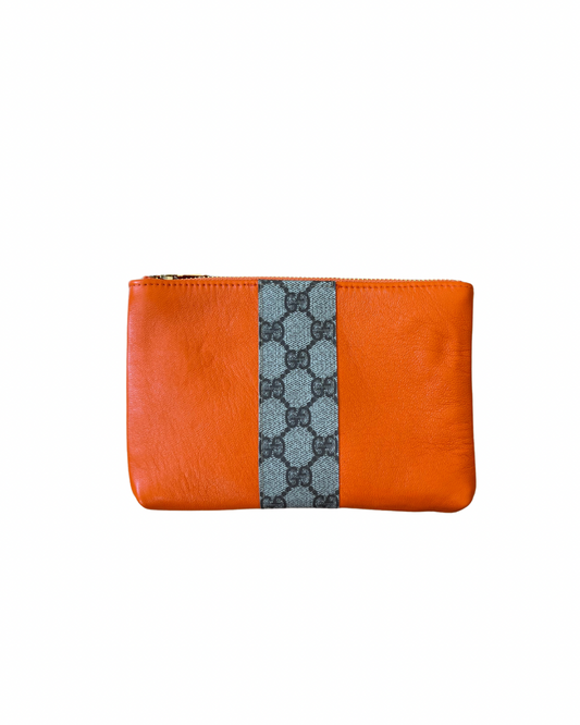 Upcycled Leather Cosmetic Case - Orange