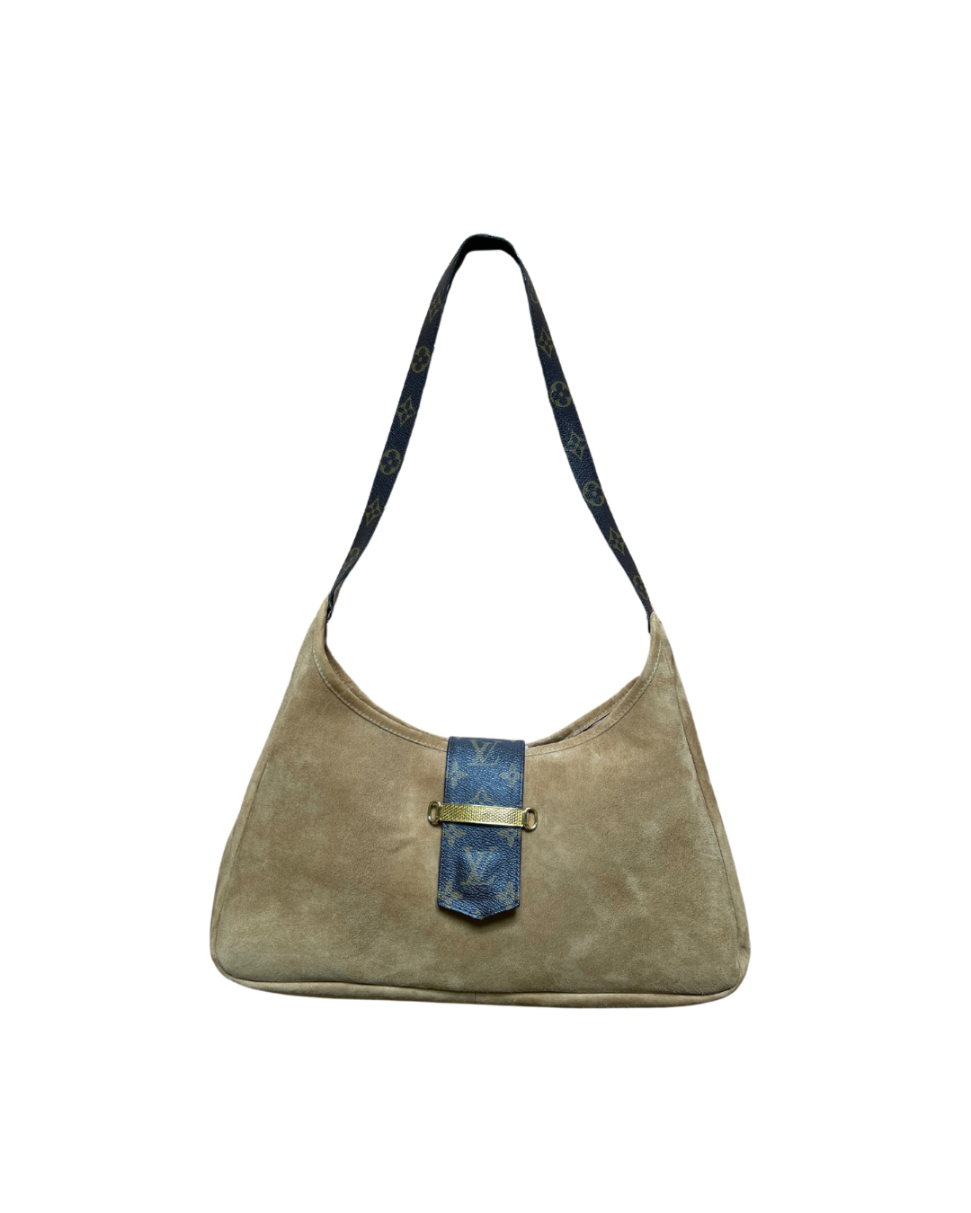 Upcycled Suede Hobo Bag - Camel