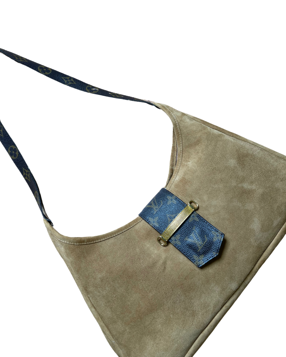 Upcycled Suede Hobo Bag - Camel