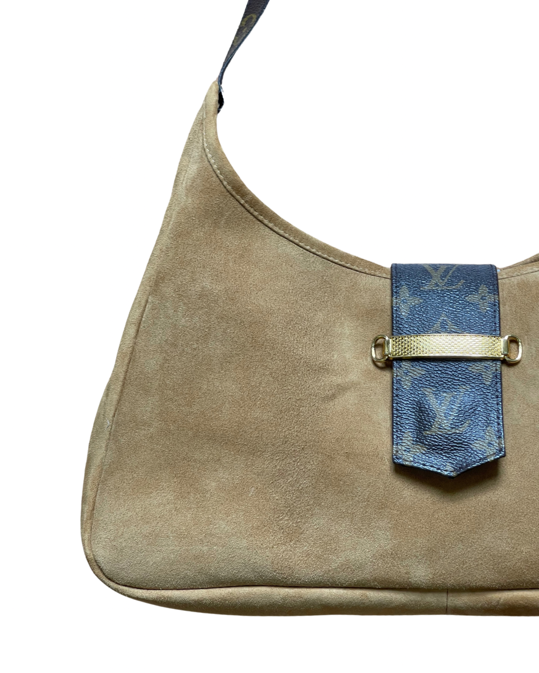 Upcycled Suede Hobo Bag - Camel