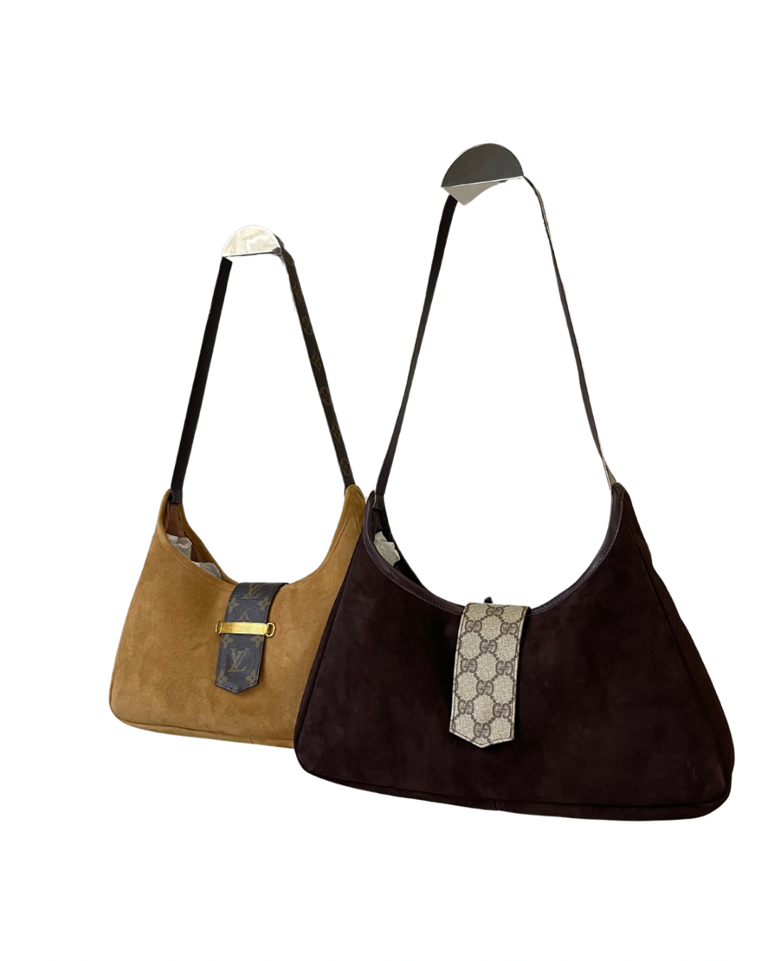 Upcycled Suede Hobo Bag - Camel