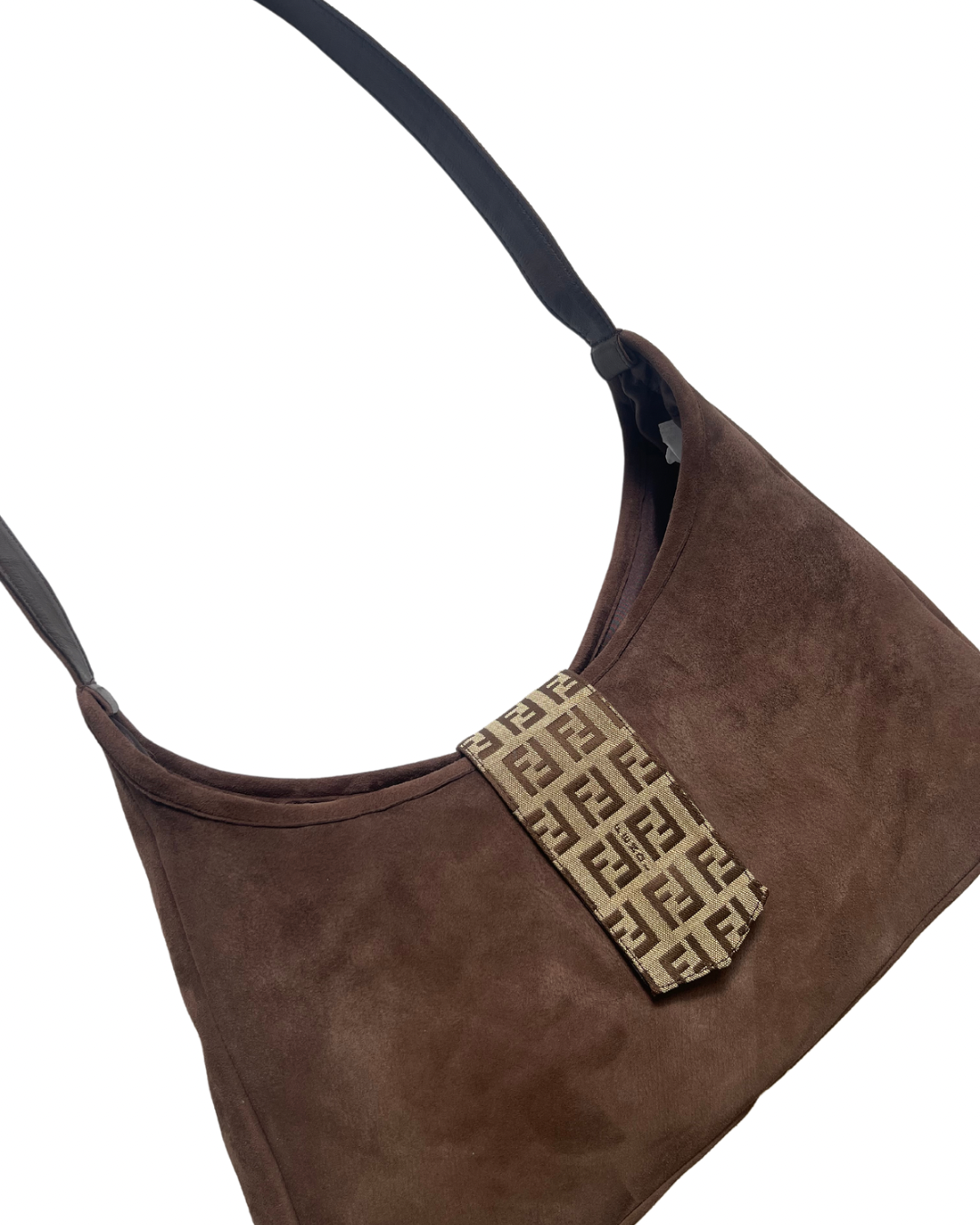 Upcycled Suede Hobo Bag - Brown