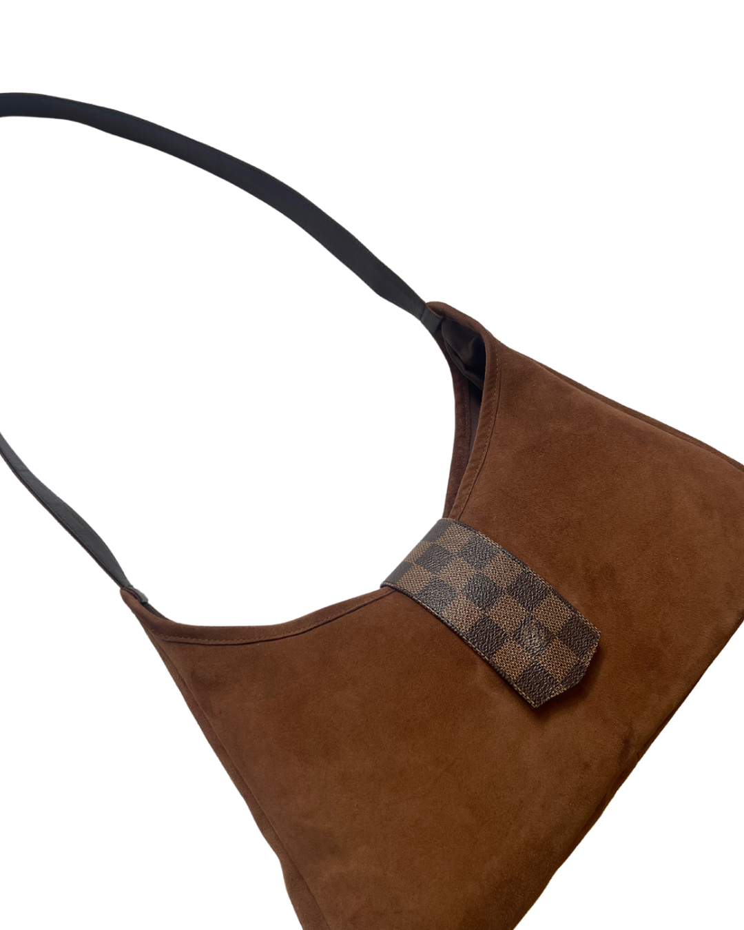 Upcycled Suede Hobo Bag - Chocolate Brown