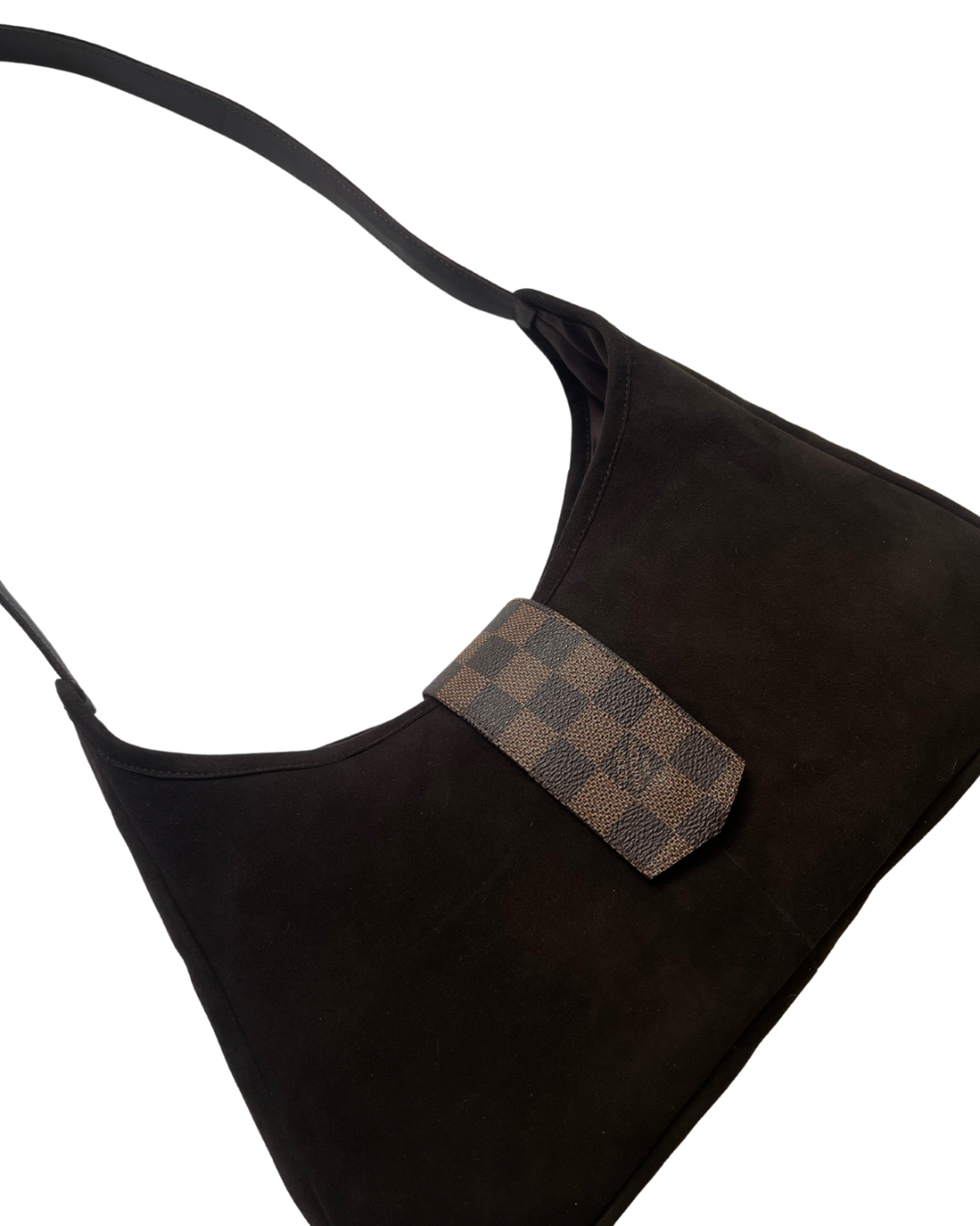 Upcycled Suede Hobo Bag - Chocolate Brown