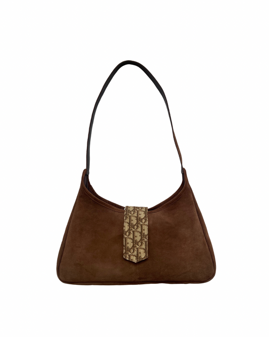 Upcycled Suede Hobo Bag - Mocha