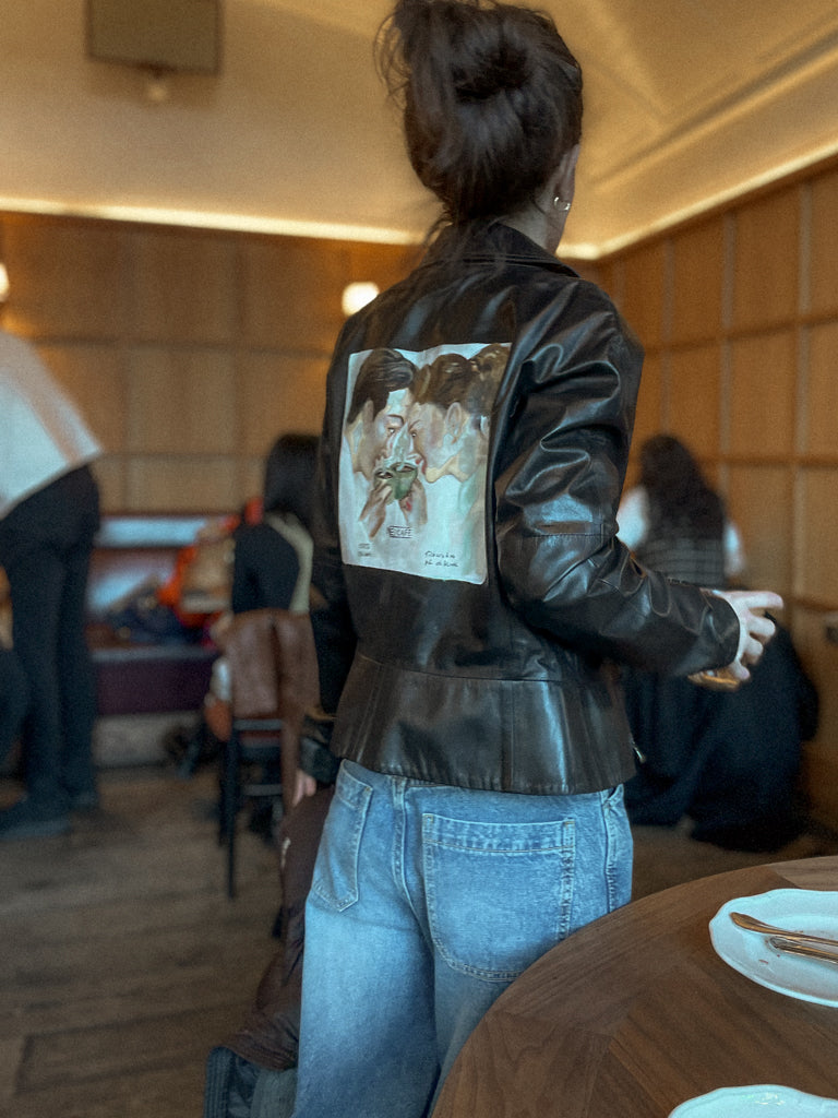 UpcycledNYC X ByBoulukos Nescafe Leather Jacket