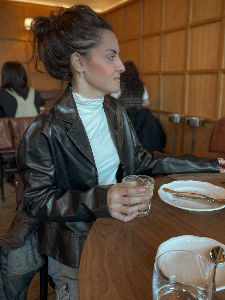 UpcycledNYC X ByBoulukos Nescafe Leather Jacket