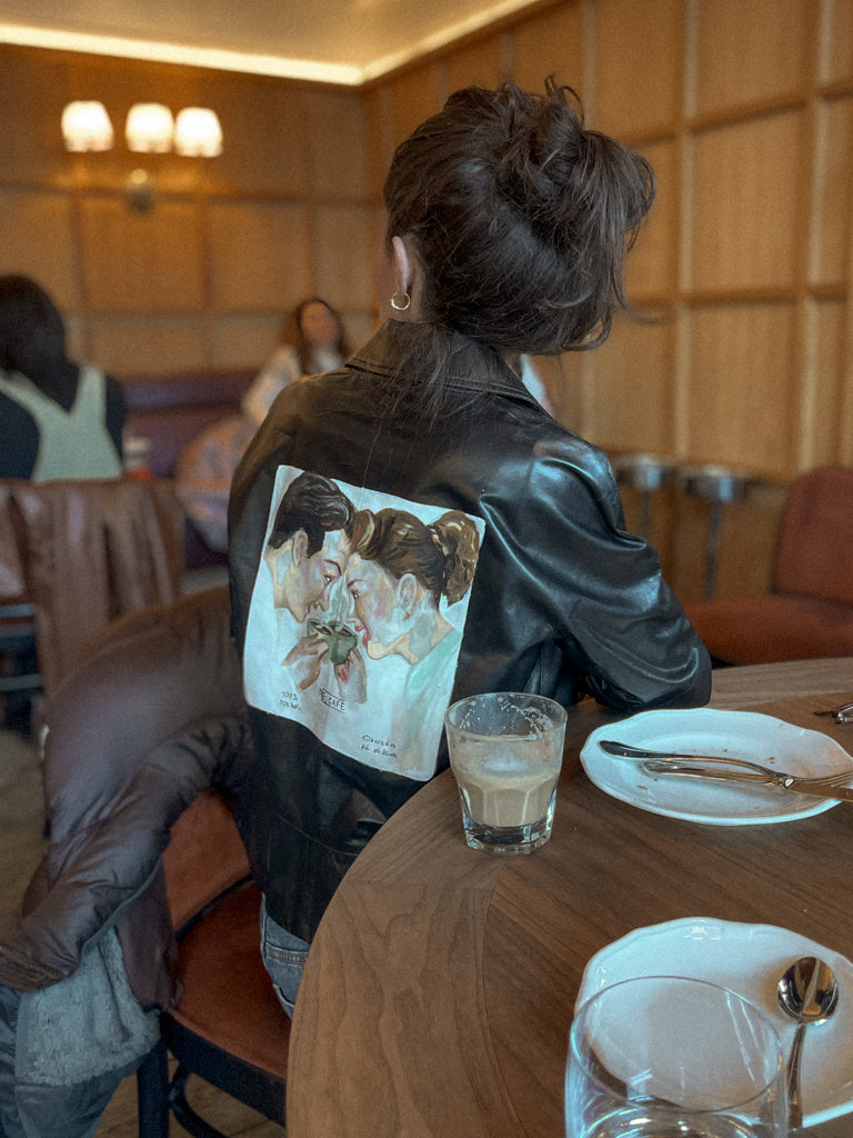 UpcycledNYC X ByBoulukos Nescafe Leather Jacket