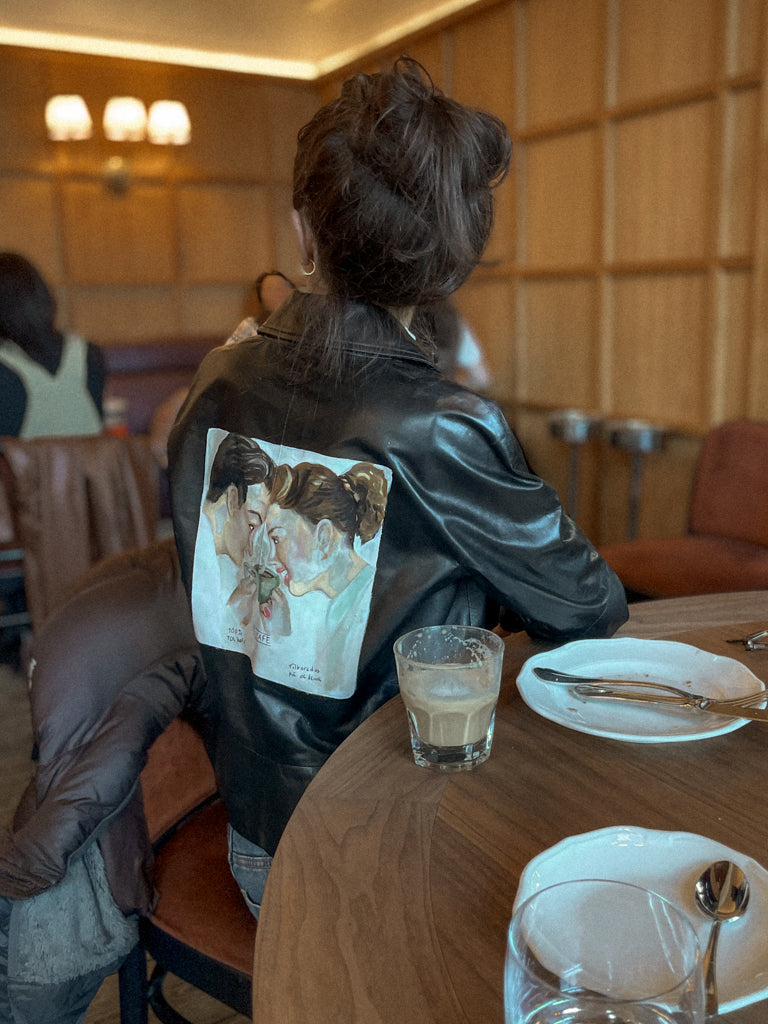 UpcycledNYC X ByBoulukos Nescafe Leather Jacket