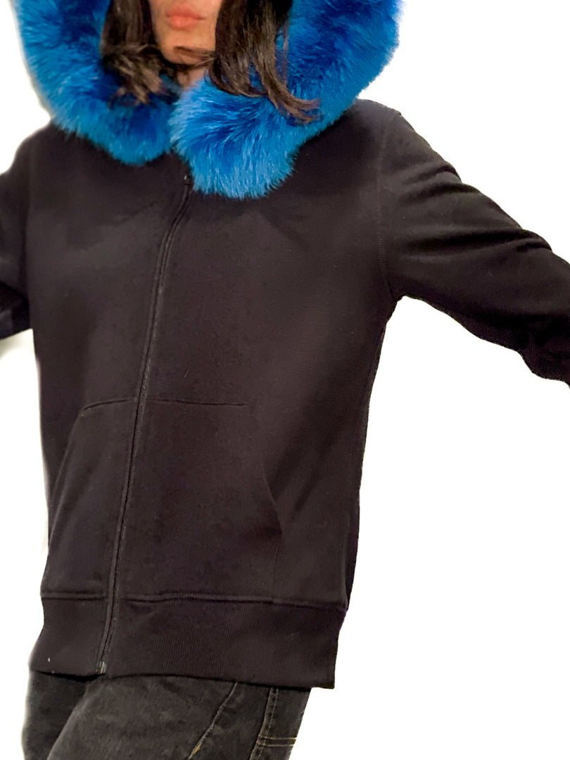 Fox fur lined hoodie online