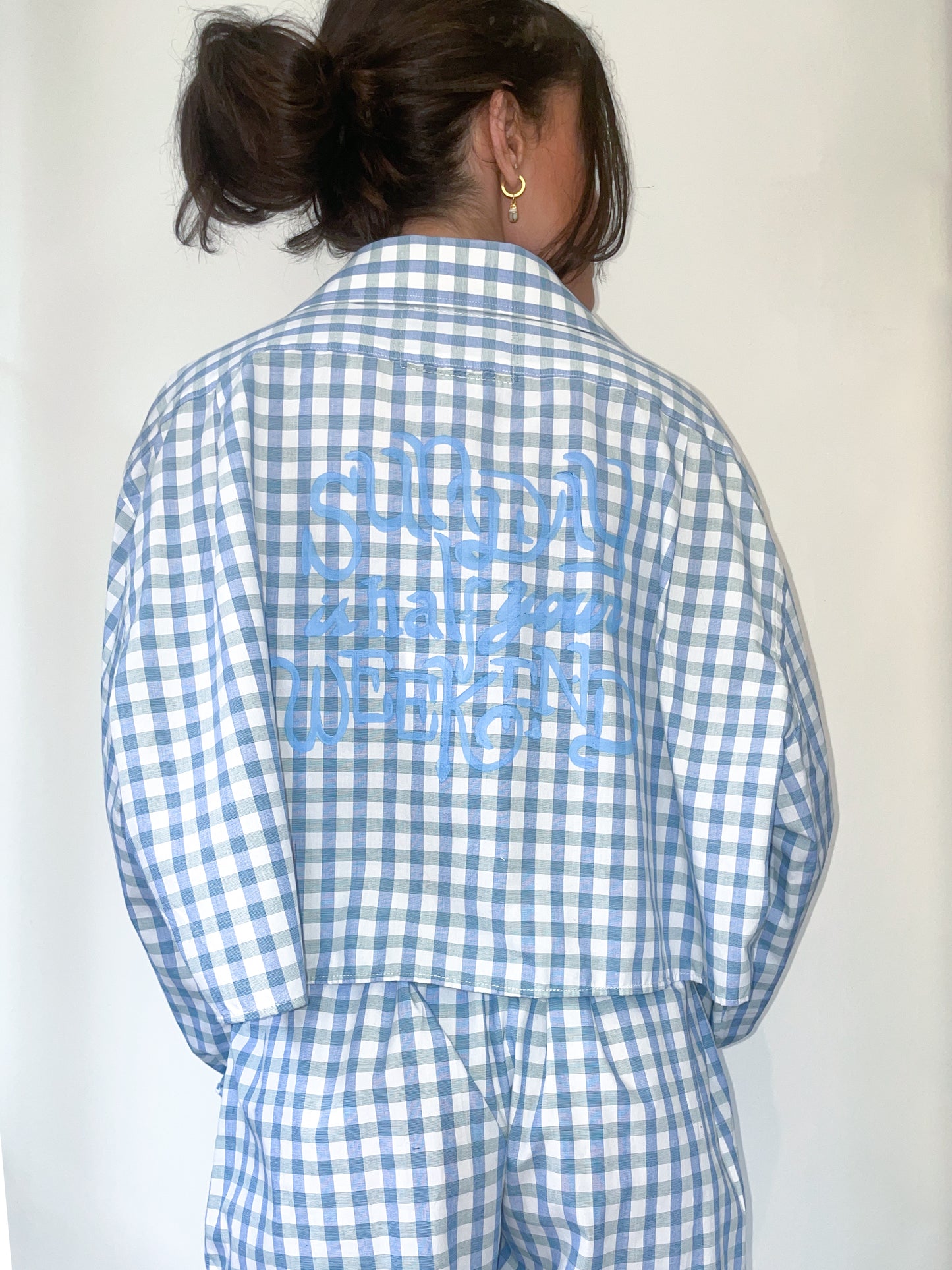 UpcycledNYC X ByBoulukos Button-down Short Set - Checkered