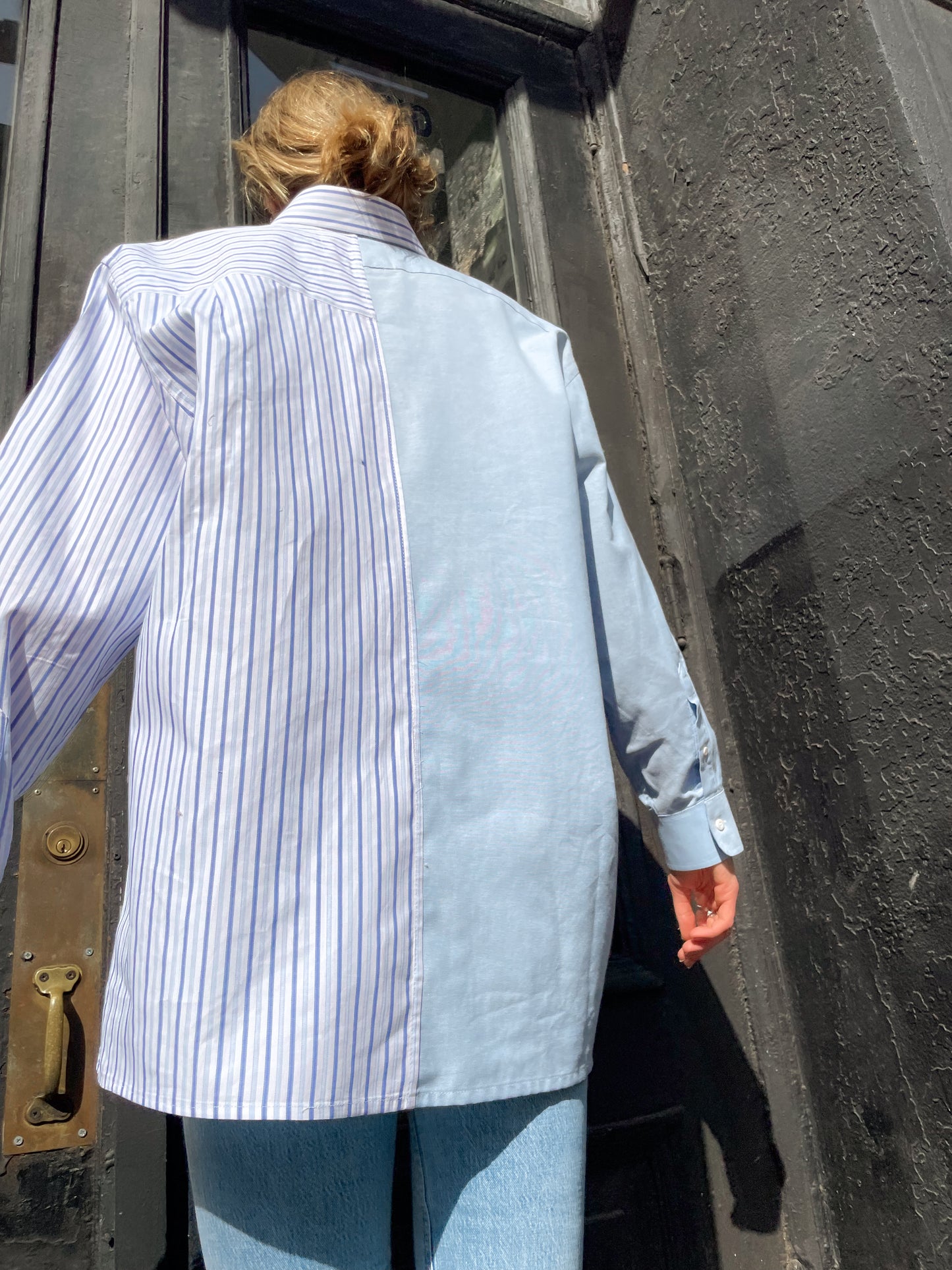 Upcycled Split Button-down - Baby Blue