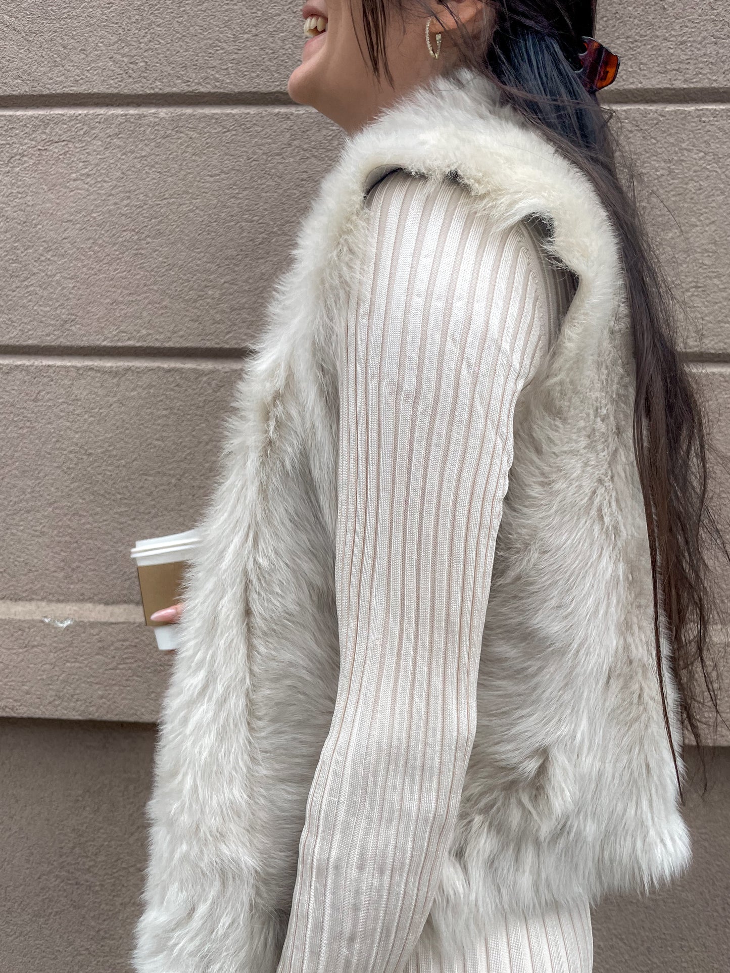 Upcycled Toscana Shearling Reversible Vest - Cream