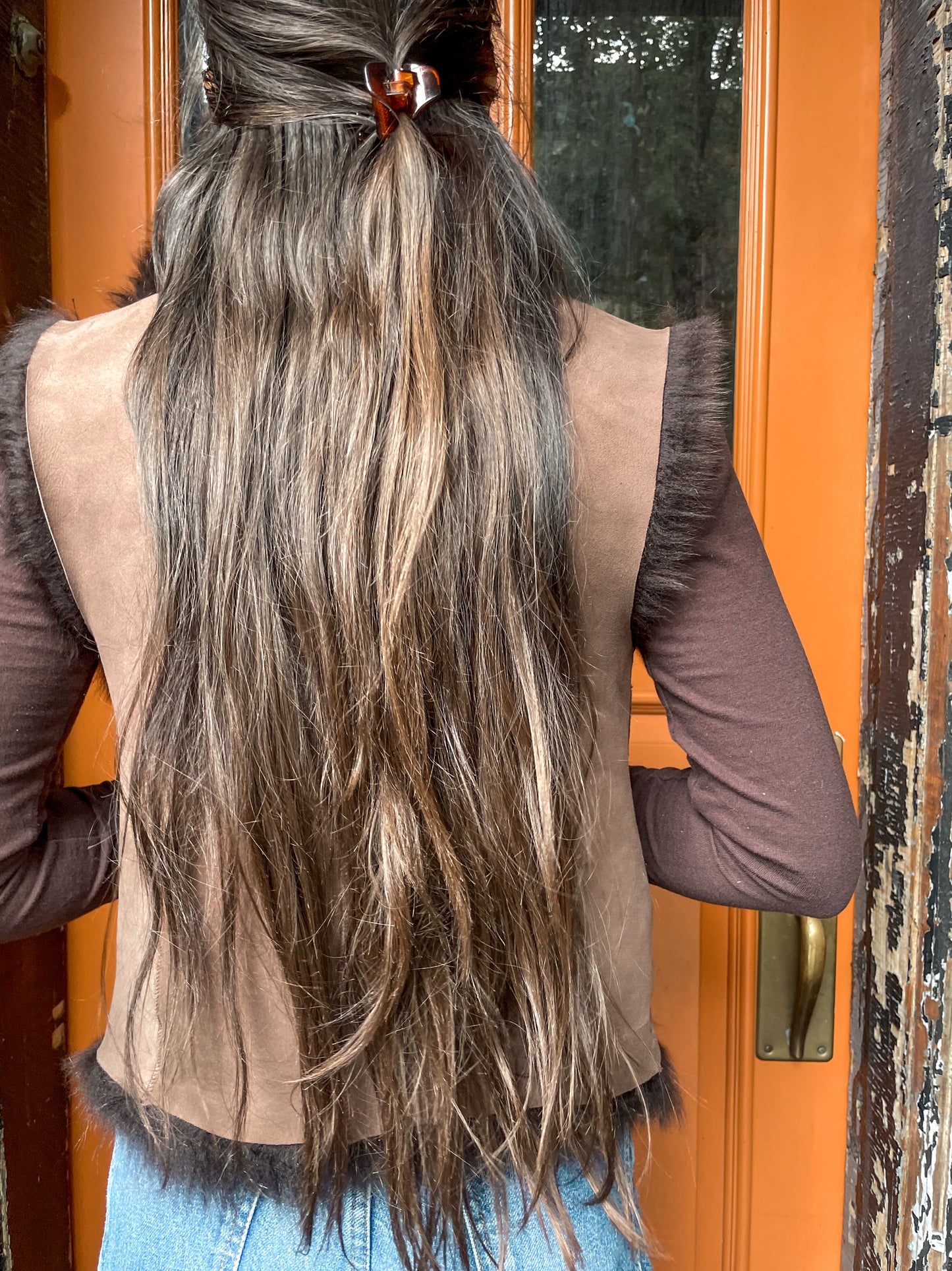 Upcycled Toscana Shearling Reversible Vest - Brown