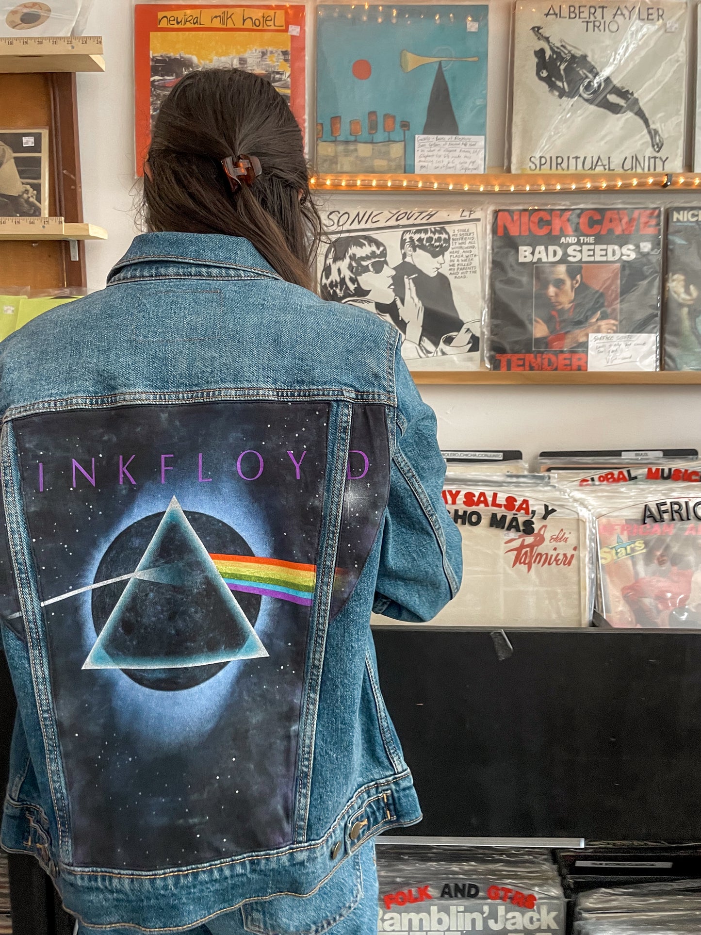 Upcycled Pink Floyd Denim Jacket