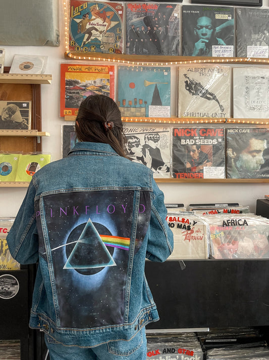 Upcycled Pink Floyd Denim Jacket